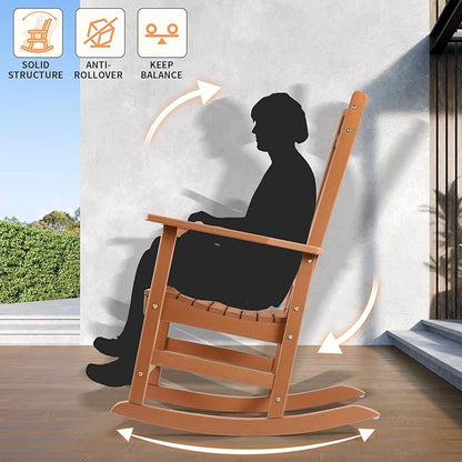 FUNBERRY Outdoor Rocking Chairs Set of 4, HDPE All Weather Poly Lumber Rocker, High Back Patio Rockers Easy Assembly