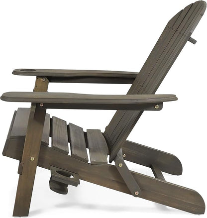 Christopher Knight Home Cheryl Outdoor Acacia Wood Folding Adirondack Chair, Gray