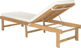 SAFAVIEH Outdoor Collection Inglewood Natural Solid Wood/Beige Cushion Adjustable Chaise Lounge Chair (PAT6723A) - Photo 5