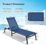 Aluminum Chaise Lounge Chair Outdoor, Foldable & Assembly Free Outdoor Lounge Chair with 5 Position Adjustable Backrest - Photo 3