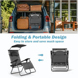 Goplus Zero Gravity Chairs, X-Large Folding Lounge Lawn Chair w/Canopy Shade & Cup Holder - Photo 7
