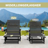 5-Position Adjustable Patio Chaise Lounge - 78'' HDPE Outdoor Lounger with Rolling Wheels & Cup Holder, Longer, Wider - Photo 7