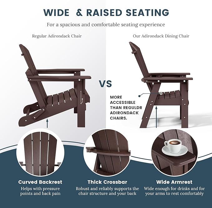 WO WESTIN OUTDOOR HDPE Laguna Adirondack Casual Patio Dining Chair,Dark Brown