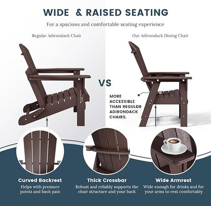 WO WESTIN OUTDOOR HDPE Laguna Adirondack Casual Patio Dining Chair,Dark Brown