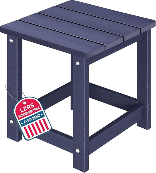 LZRS Adirondack Square Outdoor Side Table for Patio, Pool Composite Patio Table,HDPE End Tables for Backyard,Pool, Indoor Companion, Easy Maintenance & Weather Resistant(Navy Blue)