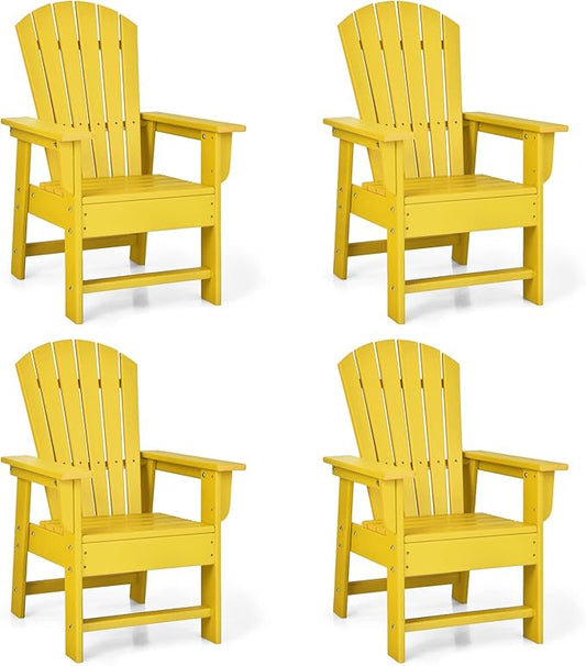 Giantex Adirondack Chair, Kids HDPE Patio Lawn Chair with Ergonomic Backrest for Deck, Porch, Backyard, Poolside, Indoor, Weather Resistance Toddler Outdoor Chair (4, Yellow)