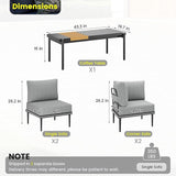 Sundale 5 Pieces Outdoor Patio Furniture Set, Metal Sectional Sofa Patio Conversation Set with Coffee Table - Photo 2