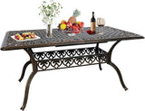 60" Rectangular Patio Dining Tables for 6 Person Cast Aluminum Round PatioTable with 2.5" Umbrella Hole - Photo 1