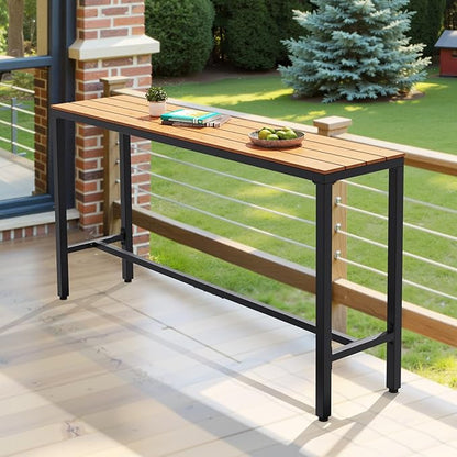 Crestlive Products Outdoor Bar Table, 63'' Rectangle Patio Counter Height Table High Pub (Brown)