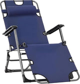 Outsunny Folding Chaise Lounge Chair for Outside, 2-in-1 Tanning Chair with Pillow & Pocket - Photo 1