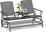Tangkula 2 Person Swing Glider Chair, Patio Rocking Loveseat w/Center Tempered Glass Table - Photo 1