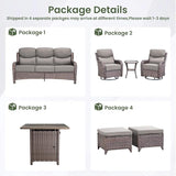 Luxury Patio Furniture Set with 6-inch Thick Cushion, Outdoor Furniture with Fire Pit Table, Swivel Chairs, Sofa - Photo 2