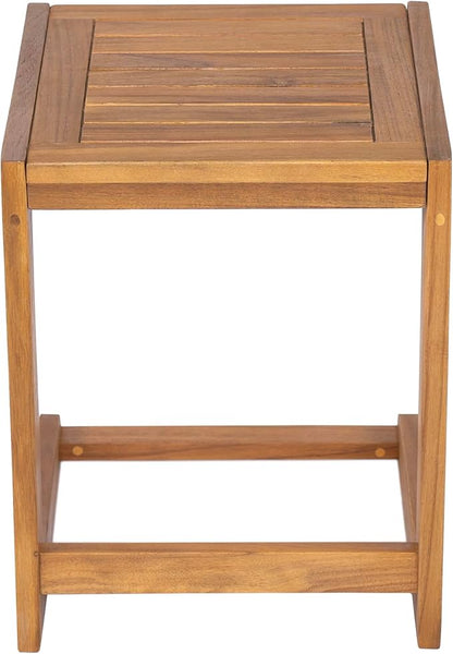 Christopher Knight Home Dessa Outdoor Side Table, Acacia Wood End Table, C Shape Small Coffee Table, Wooden Slat Panel Design, Lightweight Easy Move, Acacia Wood Frame Desk for Poolside Backyard, Teak