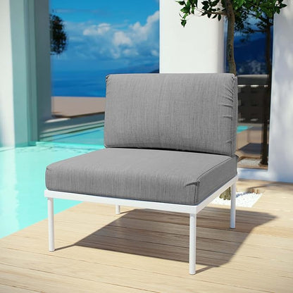 Modway EEI-2600-WHI-GRY Harmony Outdoor Patio Aluminum, Armless Chair, White Gray