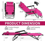 Outvita Folding Chaise Lounge Chair, Outdoor Adjustable Recliner Chair with Pillow for Camping, Beach, Poolside, Garden - Photo 3