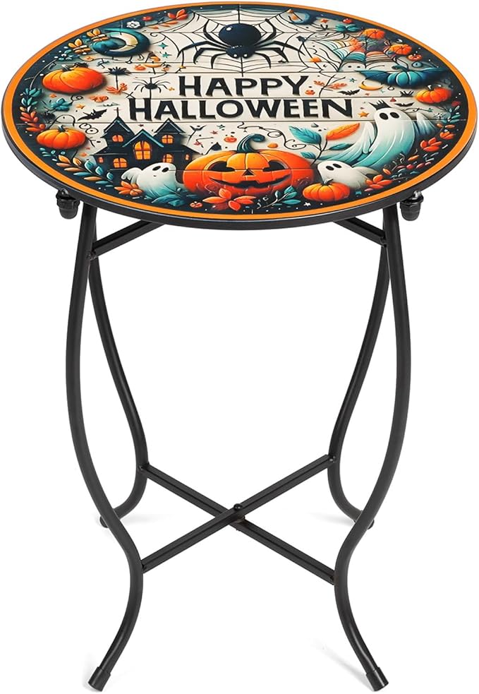 Metal Round Side Table & Plant Stand, 14" Diameter Indoor Outdoor Side Table - Photo 1