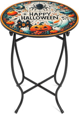 Metal Round Side Table & Plant Stand, 14" Diameter Indoor Outdoor Side Table - Photo 1