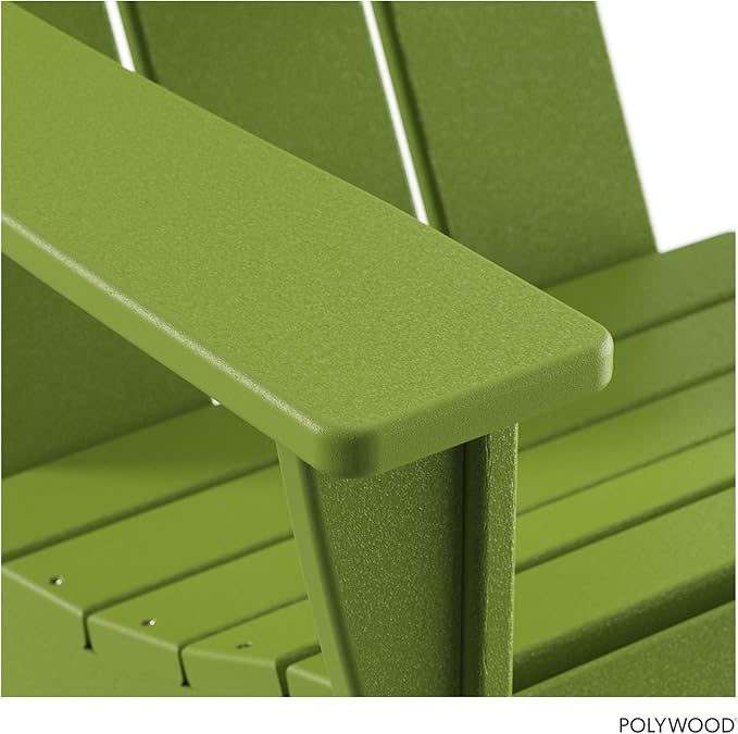 POLYWOOD Modern Adirondack Chair – All-Weather Outdoor Lawn Adirondack Chairs – HDPE, Fade-Resistant & Durable Outdoor Furniture – For Patio, Deck & Fire Pit Chairs – Lime