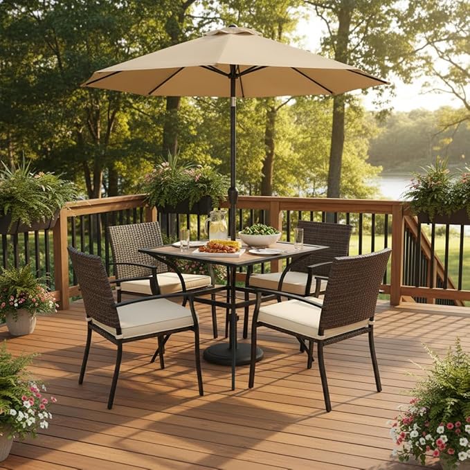 Tangkula Metal Square Patio Dining Table for 4 - Photo 2