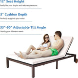 DORTALA 2-Person Patio Rattan Recliner Chair W/Wheels & Cushion - Photo 3
