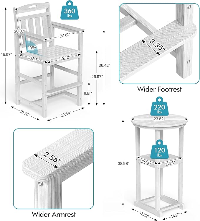 Ciokea 3-Pcs Bistro Table and Chairs - Photo 3