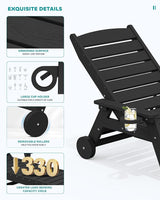 SERWALL Patio Chaise Lounge Chair Set of 4, 5 Positions Adjustable Poly Outdoor Lounger for Pool - Photo 4
