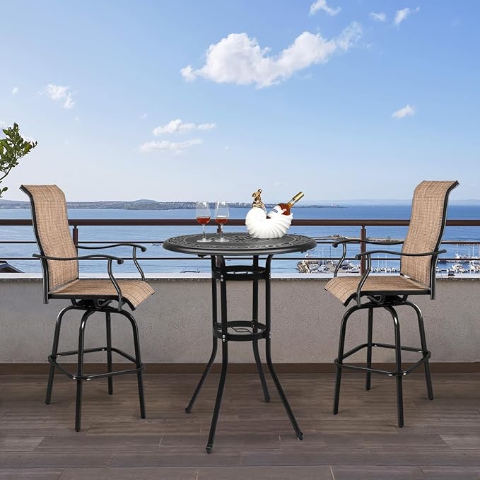 VINGLI 32"" Outdoor Bar Table, Patio Bar Height Table with Umbrella Hole, Round High Top Table - Photo 7