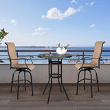 VINGLI 32"" Outdoor Bar Table, Patio Bar Height Table with Umbrella Hole, Round High Top Table - Photo 7
