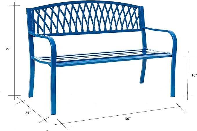 Hi-Line Gift Ltd. Blue Horizon Escape- Steel and Cast Iron Garden Bench for Relaxation