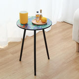 2 Packs Metal Outdoor Side Table Irises Patio Side Tables for Outside Small End Tables Round Patio Coffee Table Plant - Photo 2