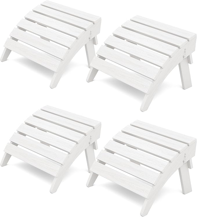 KINGYES Folding Adirondack Ottomans Set of 4 for Adirondack Chair, White