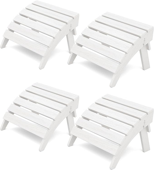 KINGYES Folding Adirondack Ottomans Set of 4 for Adirondack Chair, White