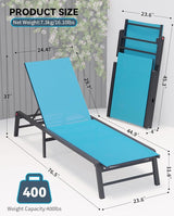 Aluminum Chaise Lounge Chair Outdoor, Foldable Patio Lounge Chair Assemble-Free - Photo 2