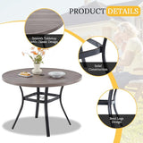 VICLLAX Round Patio Table with Adjustable Umbrella Hole, All Weather Outdoor Round Dining Table for Lawn Garden - Photo 7