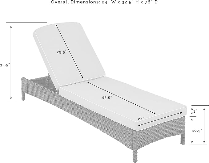 Crosley Furniture Bradenton Reclining Wicker Outdoor Chaise Lounge Chair for Patio, Deck, Backyard, Poolside, Weathered Brown with Gray Cushions