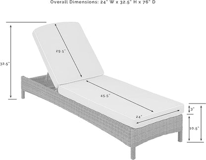 Crosley Furniture Bradenton Reclining Wicker Outdoor Chaise Lounge Chair for Patio, Deck, Backyard, Poolside, Weathered Brown with Gray Cushions