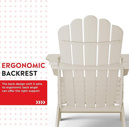 Costaelm Lakeview Outdoor Patio HDPE Adirondack Chair with Cup Holder, Sand