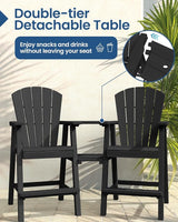 Ciokea Tall Adirondack Chairs Set of 4, HDPE Outdoor Adirondack Bar Stools with Double Connecting Tray - Photo 3
