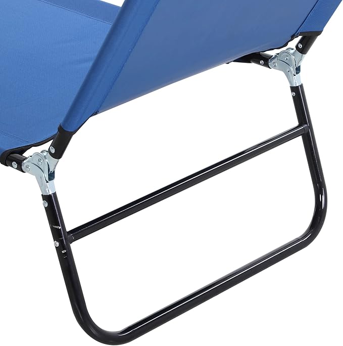 Outsunny Folding Chaise Lounge Pool Chairs, Outdoor Sun Tanning Chairs with 5-Level Reclining Back - Photo 7