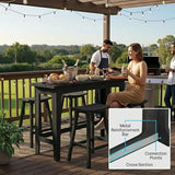 Ciokea 5 Pcs Outdoor Bar Height Table and Stools Set, 60" Extra Long Rectangle High Top Table and 4 Backless Bar Stools - Photo 6