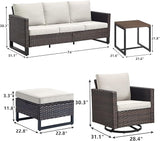 Rilyson Wicker Outdoor Patio Furniture Set - 6 Piece Patio Conversation Set with 2 Swivel Rocker Chairs - Photo 3