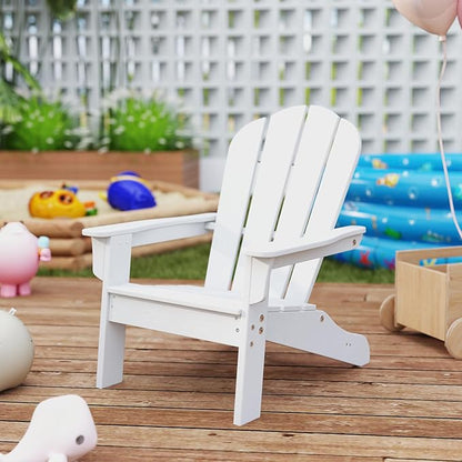 Giantex HDPE Kids Adirondack Chair - All-Weather Lawn Toddler Chair with Ergonomic Design, Children’s Outdoor Chair for Toddlers Ages 3-8, Kid’s Patio Furniture for Deck, Garden (1, White)