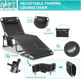 #WEJOY Folding Lounge Chair Outdoor, 5-Position Adjustable Sunbathing Tanning Chair with Shoulder Strap & Side Pocket - Photo 4