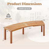Tangkula Outdoor Curved Bench, Acacia Wood Fire Pit Bench w/Slatted Seat, Patio Backless 2-Person Seating for Porch - Photo 3