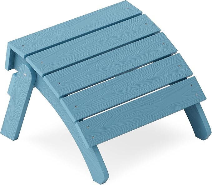 YEFU Adirondack Ottoman, Patio Foot Rest, Adirondack Foot Rest, Folding Adirondack Footstool, Weather Resistant for Adirondack Chair, Widely Used for Outdoor, Porch, Backyard, Garden, Fire Pits-Blue