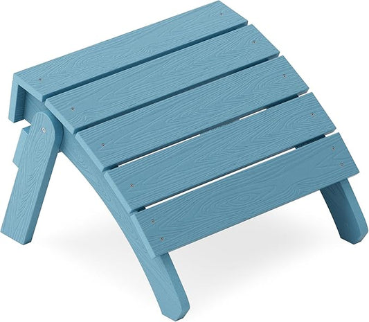 YEFU Adirondack Ottoman, Patio Foot Rest, Adirondack Foot Rest, Folding Adirondack Footstool, Weather Resistant for Adirondack Chair, Widely Used for Outdoor, Porch, Backyard, Garden, Fire Pits-Blue