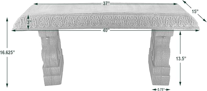 Arcadia Garden Products Outdoor Fiberclay Garden Bench for Patio, Porch, Park, Lightweight and Durable Outside Furniture Decor, Green