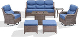 Luxury Patio Furniture Set with 6-inch Thick Cushion, Outdoor Furniture with Fire Pit Table, Swivel Chairs, Sofa - Photo 7