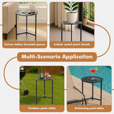 Party Zealot Set of 2 Small Round Metal Side Tables, 13-Inch Black Outdoor End Tables for Patio, Balcony - Photo 5