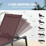VEVOR 2 Pcs Chaise Lounge Chairs Outdoor, Aluminum Patio Lounge Chair with Adjustable 5-Position - Photo 8